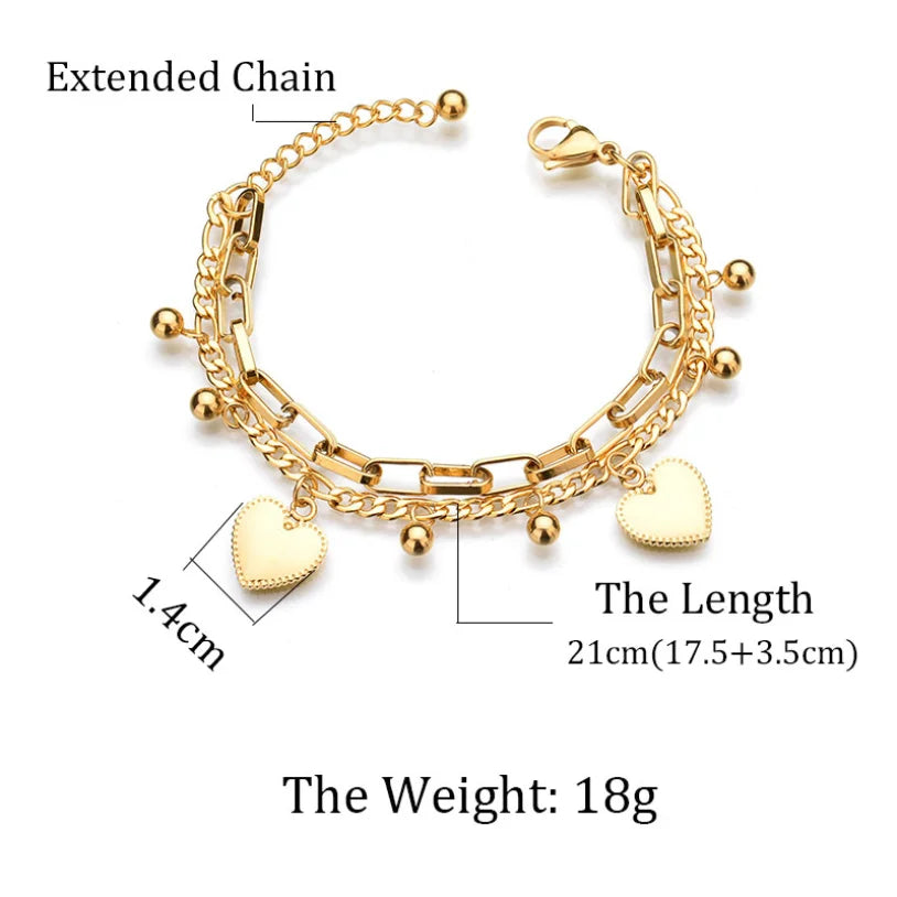 Fashion Upscale Jewelry Bohemia 2 Layer Ball Lovers Love Heart Charm