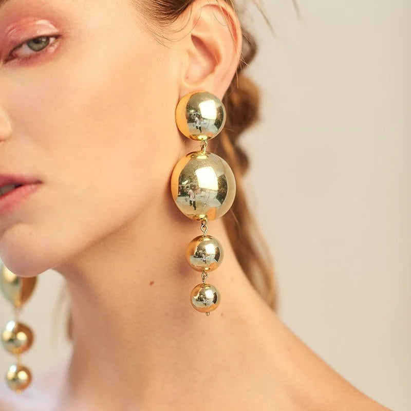 Simple Golden Statement Earrings For Women Big Long Drop Earring