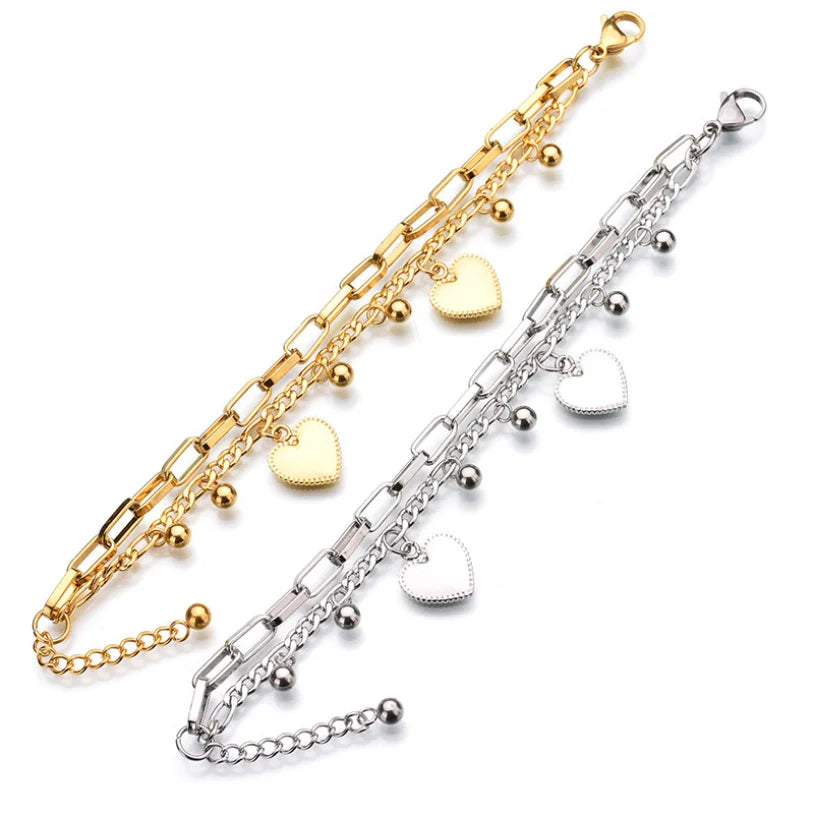 Fashion Upscale Jewelry Bohemia 2 Layer Ball Lovers Love Heart Charm