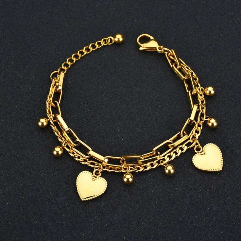 Fashion Upscale Jewelry Bohemia 2 Layer Ball Lovers Love Heart Charm