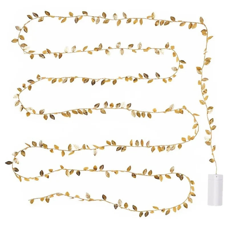 2M 20LED Golden Leaves String Fairy Lights
