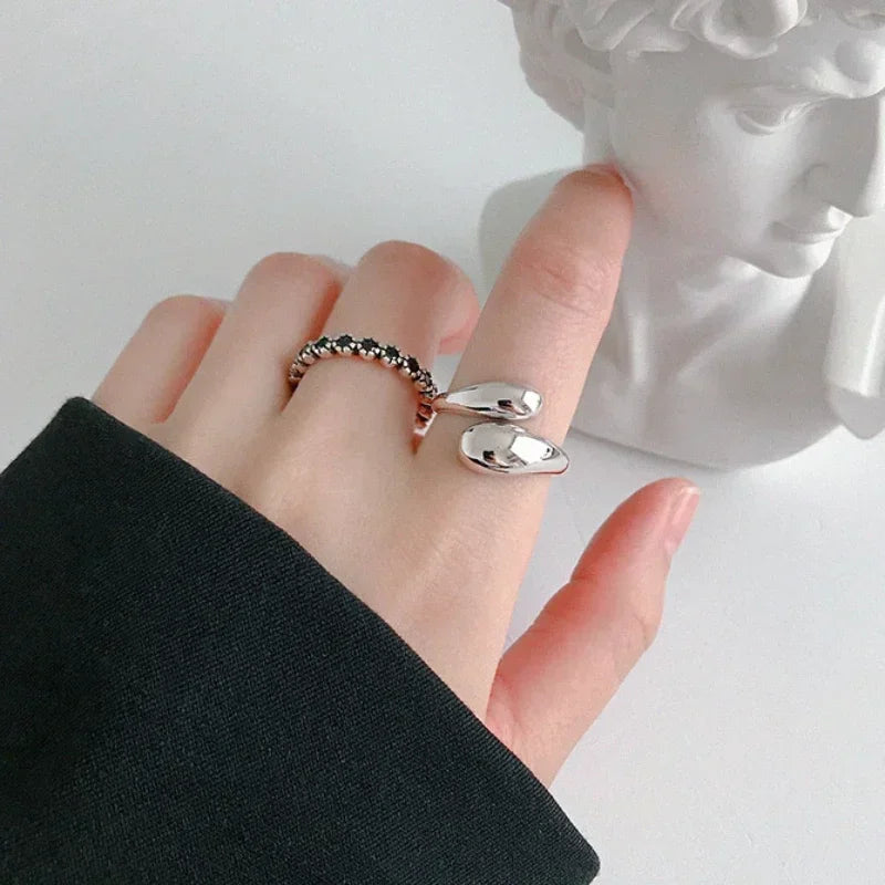Stainless Steel Smooth Double Ball Beads Rings