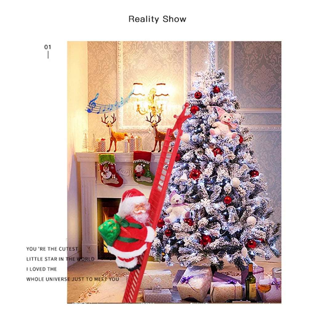 2024 Santa Claus Doll Climbing Ladder with Music Christmas Tree Ornaments