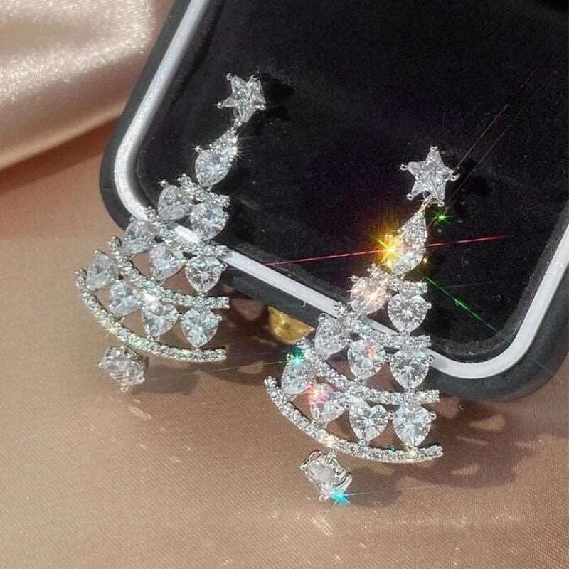 Christmas Tree Zircon Crystal Earrings