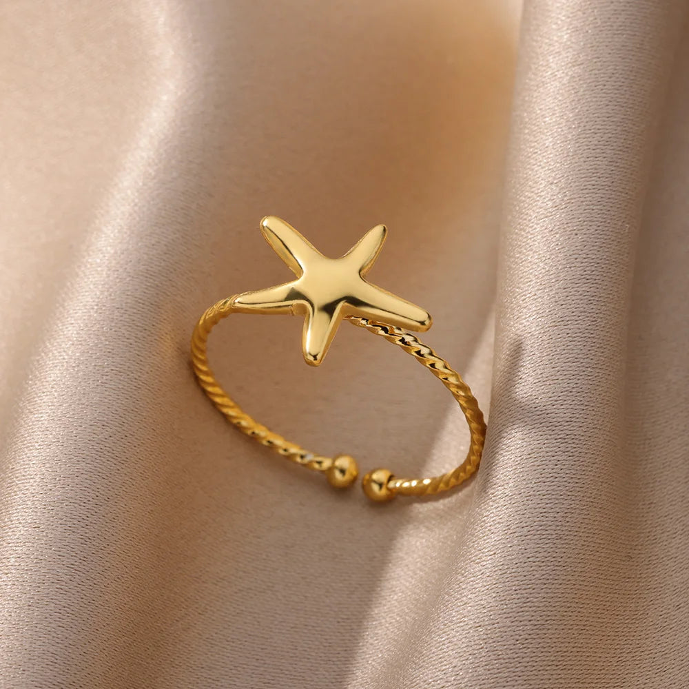 Stainless Steel Rings Open Gold Color Ring