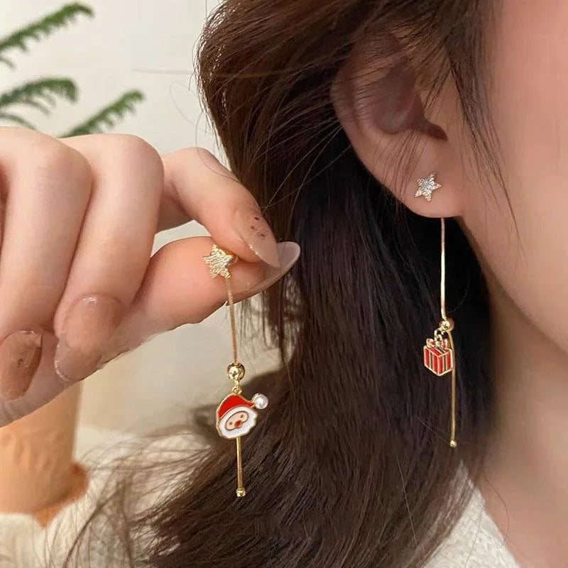 Xmas Santa Claus Drop Earrings