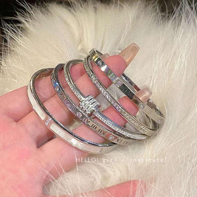 Silver Color Bangles Bracelet 18K Gold Plated