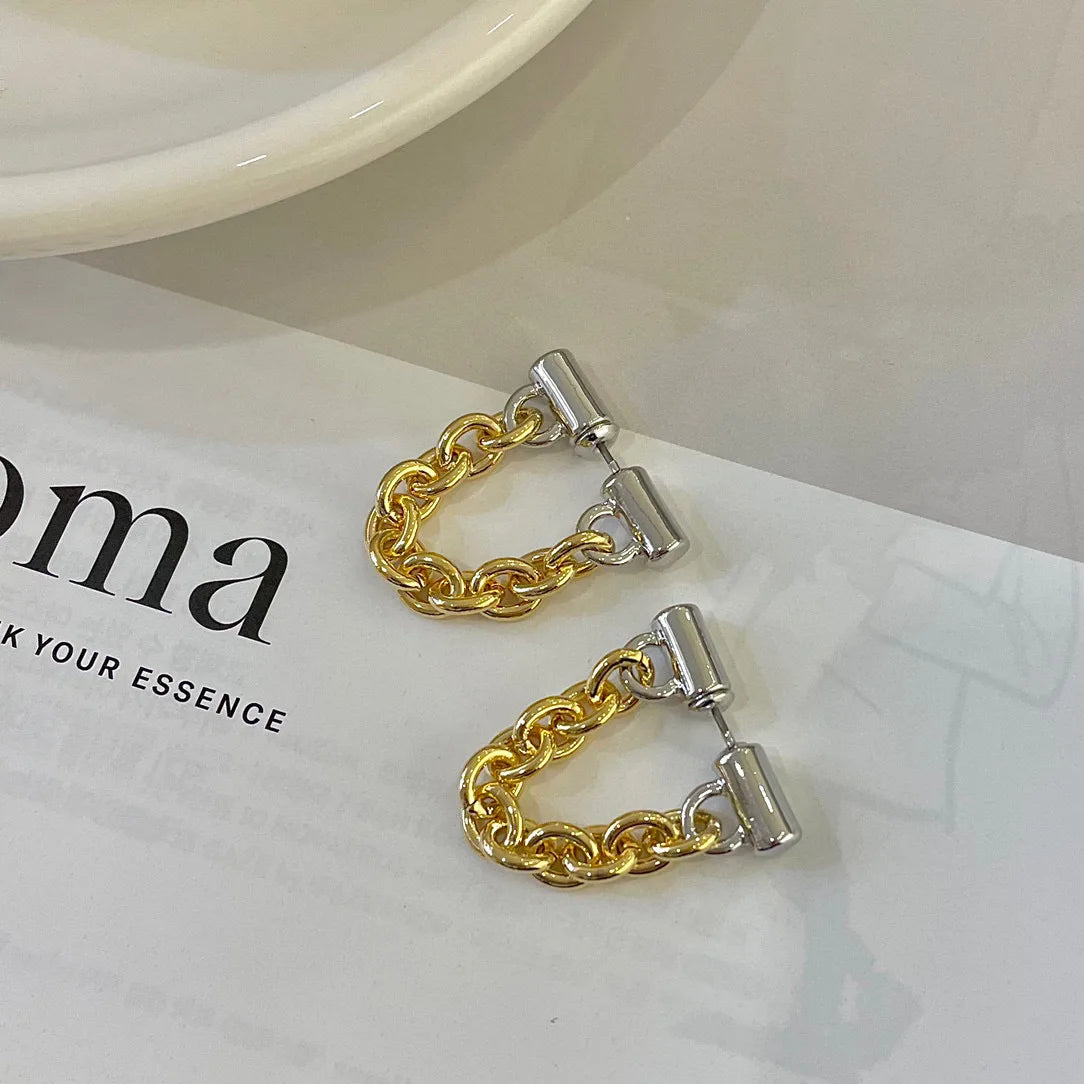 New metallic with soft chain Earrings Simple fashion Earrings
