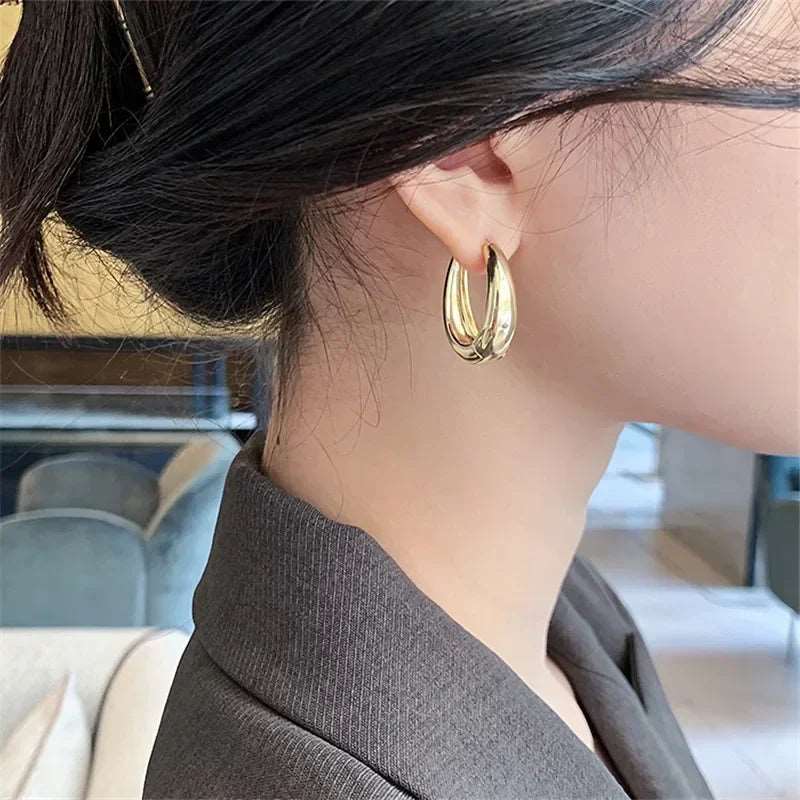 Metal Drop Earrings for Woman Vintage Hoop Earring