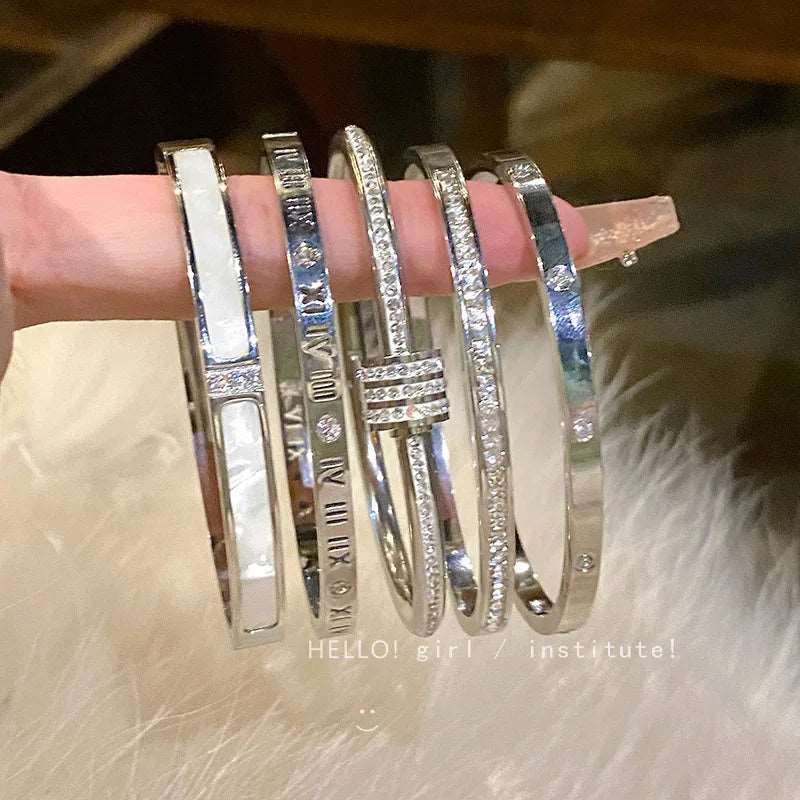 Silver Color Bangles Bracelet 18K Gold Plated