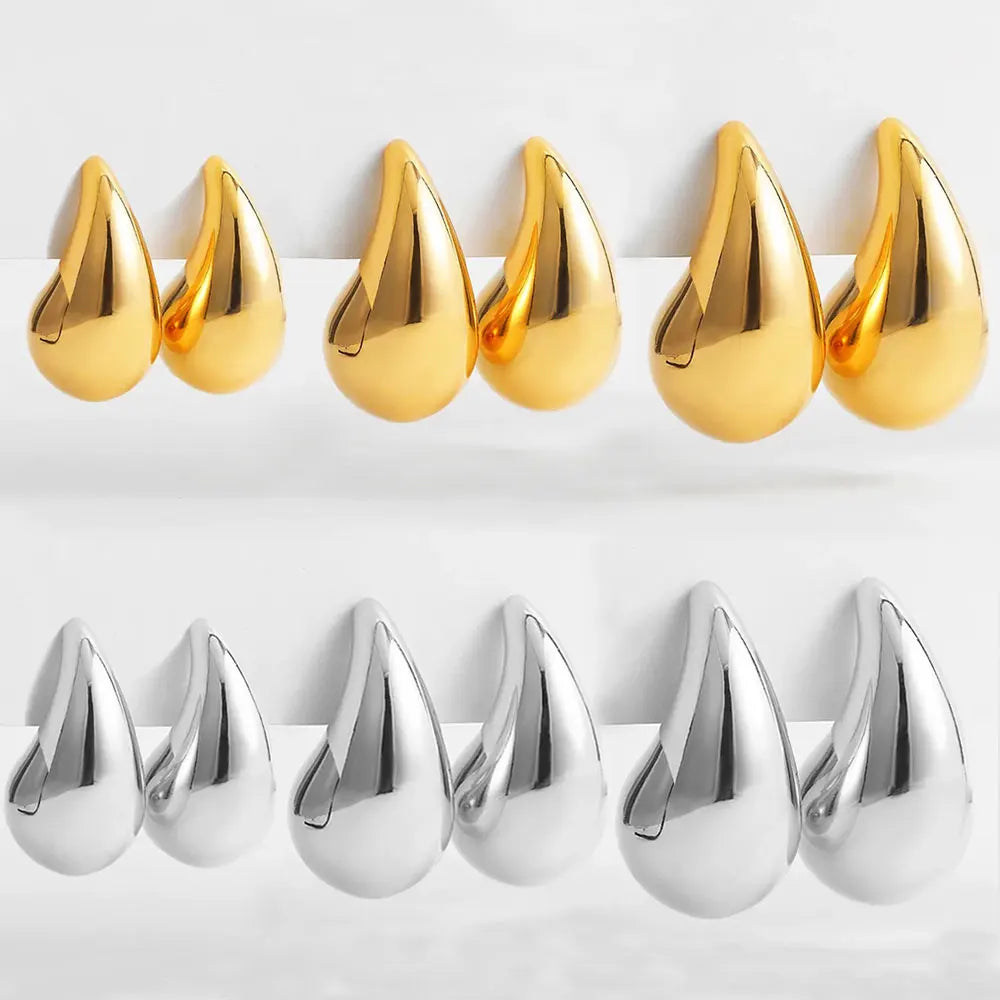 Trendy Plate Gold Color Chunky Waterdrop Dupes Drop Earrings