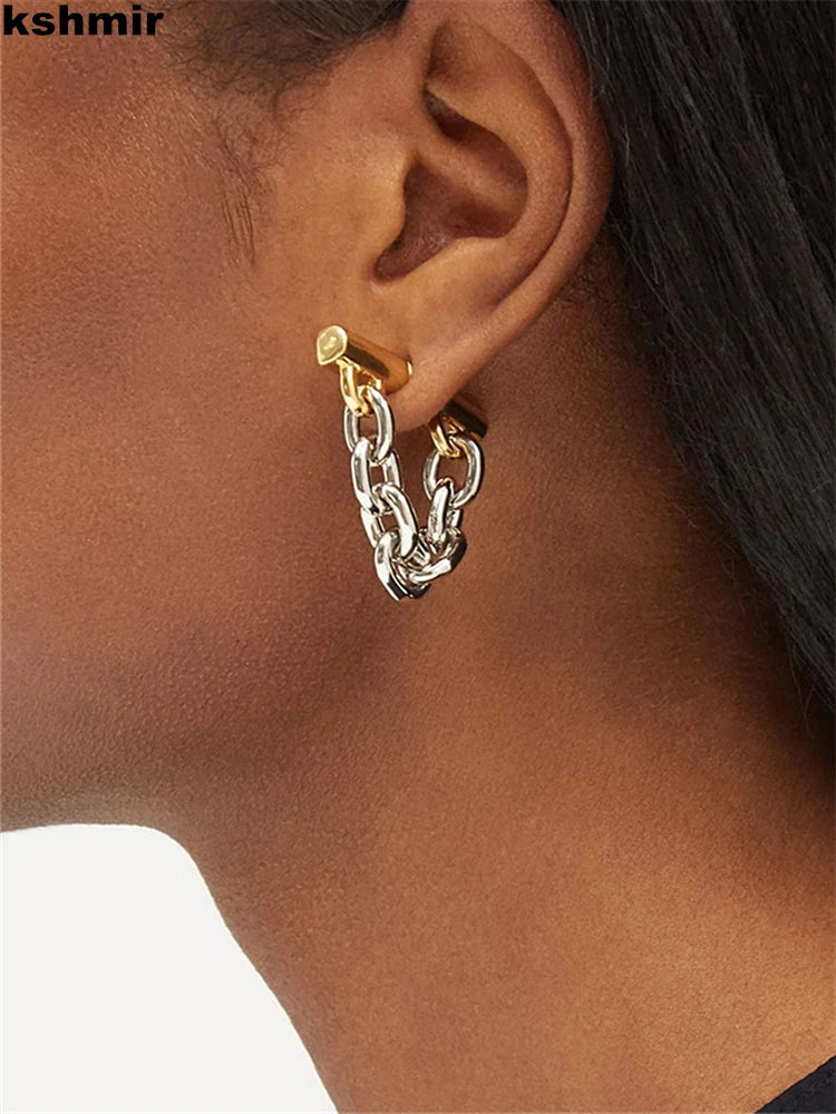 New metallic with soft chain Earrings Simple fashion Earrings