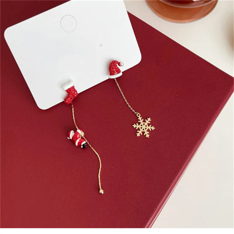 Xmas Santa Claus Drop Earrings