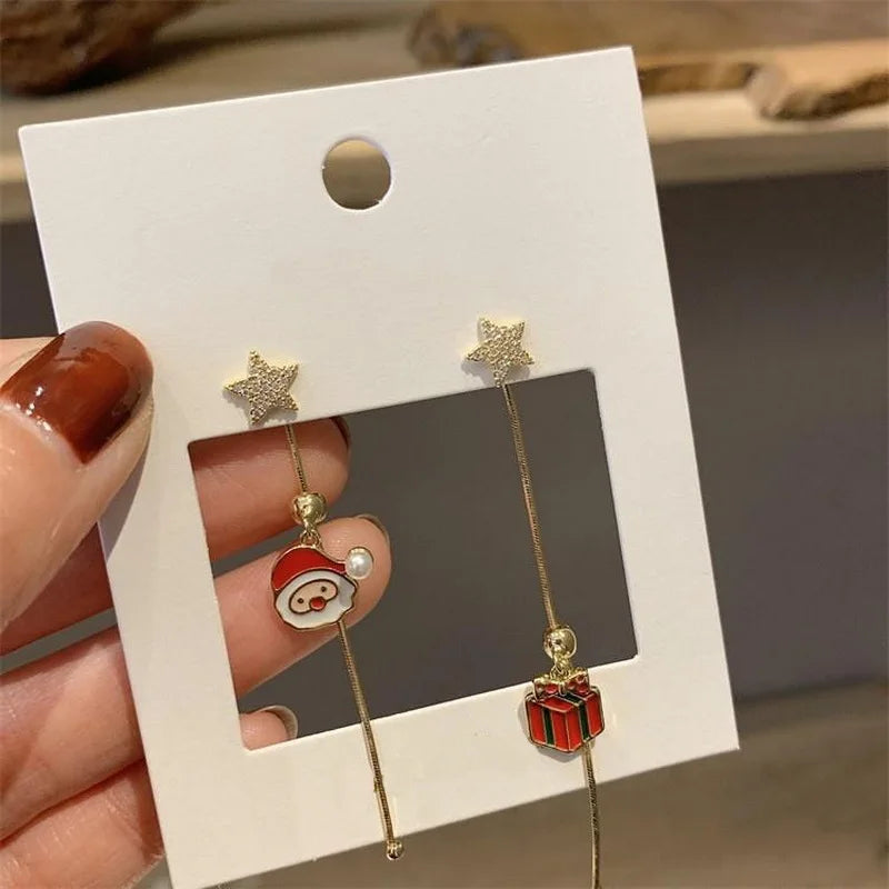 Xmas Santa Claus Drop Earrings