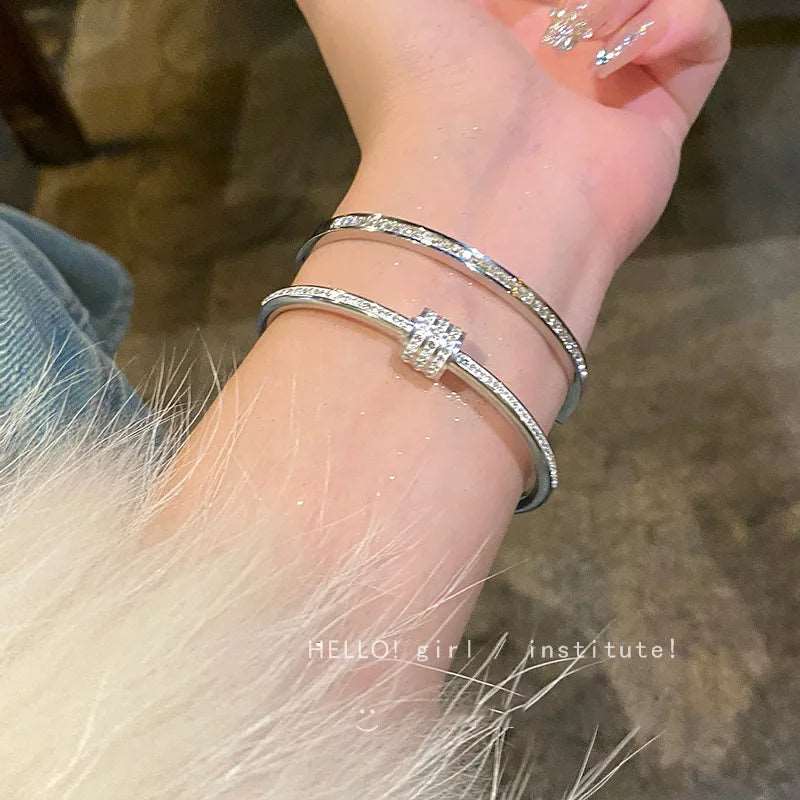 Silver Color Bangles Bracelet 18K Gold Plated