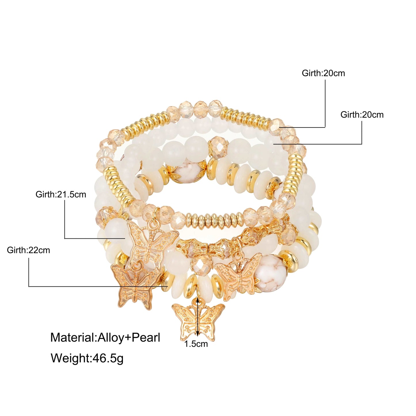 4pcs String Bead Lady Bracelet Hand Chain Bracelet Set
