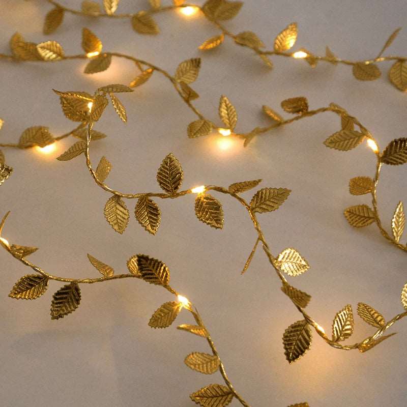 2M 20LED Golden Leaves String Fairy Lights