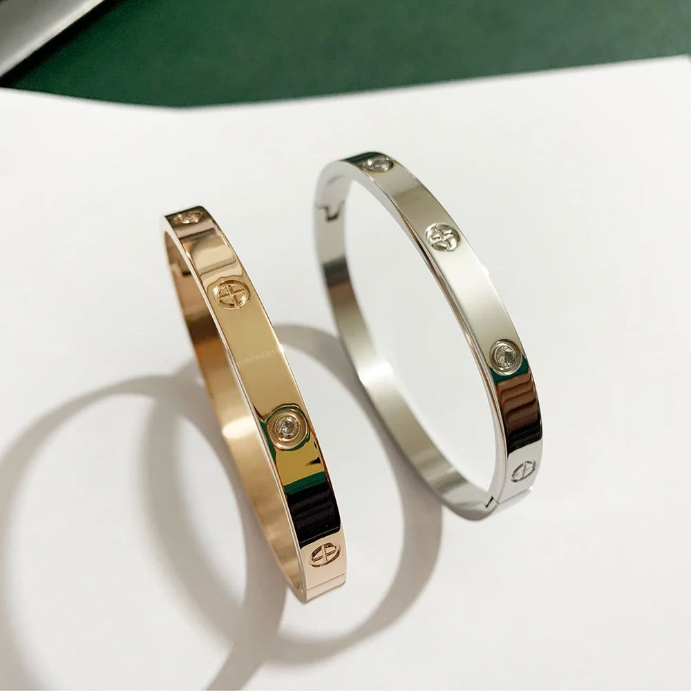 Gold Color Zircon And Cross Nut Nail Bracelet Gold & Bangle