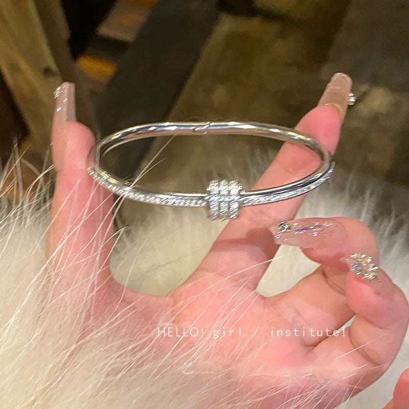 Silver Color Bangles Bracelet 18K Gold Plated