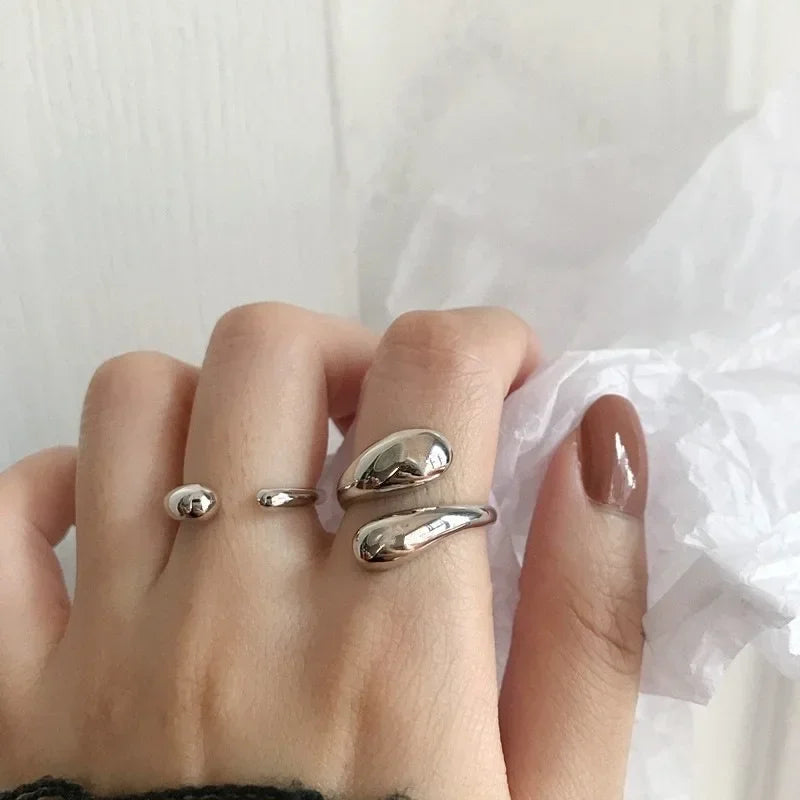 Stainless Steel Smooth Double Ball Beads Rings
