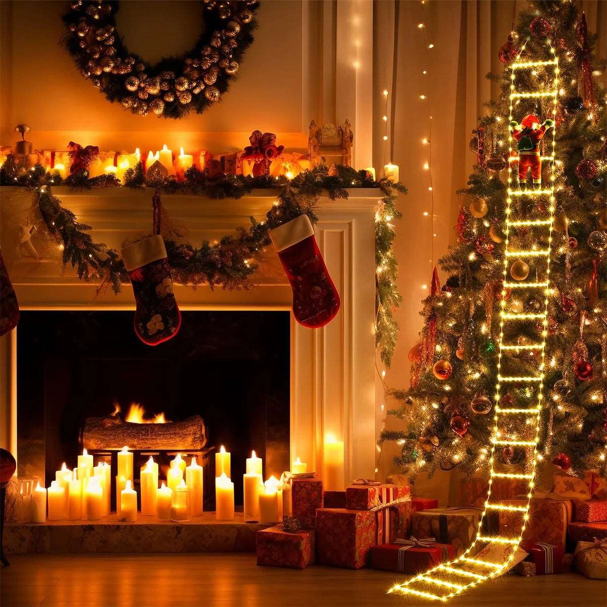 3M Santa Claus Climbing Ladder Light Christmas Decorations Indoor Outdoor