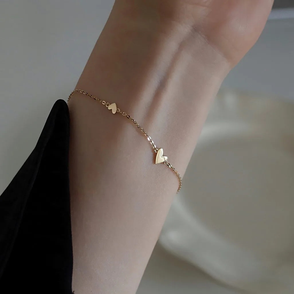 Minimalist Stylish Tiny Hearts Cute Stacked Bracelet