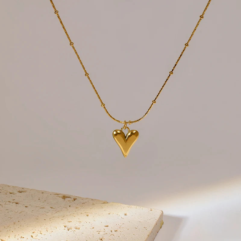 Stainless Steel Heart Pendant Chain Necklace