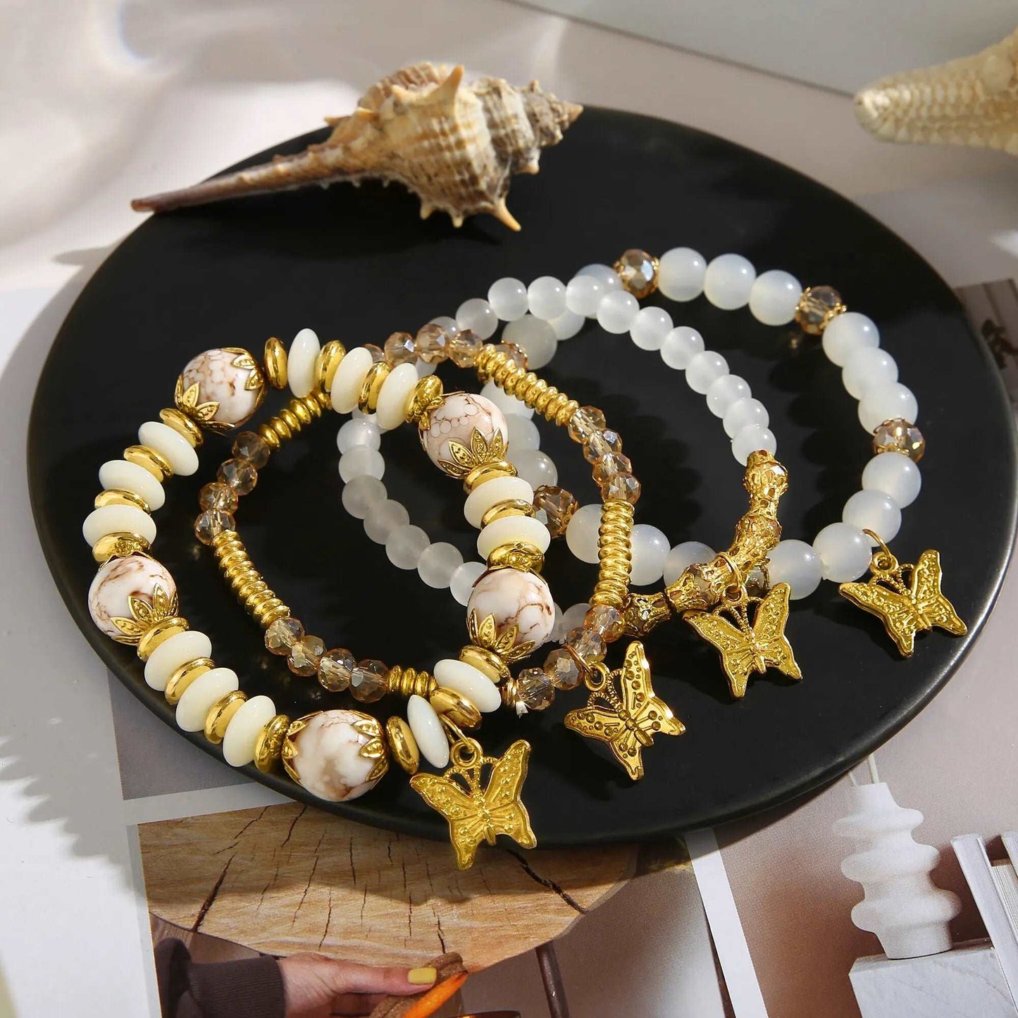 4pcs String Bead Lady Bracelet Hand Chain Bracelet Set