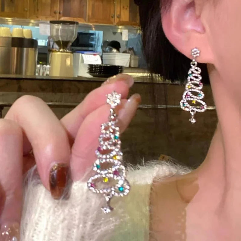 Christmas Tree Zircon Crystal Earrings