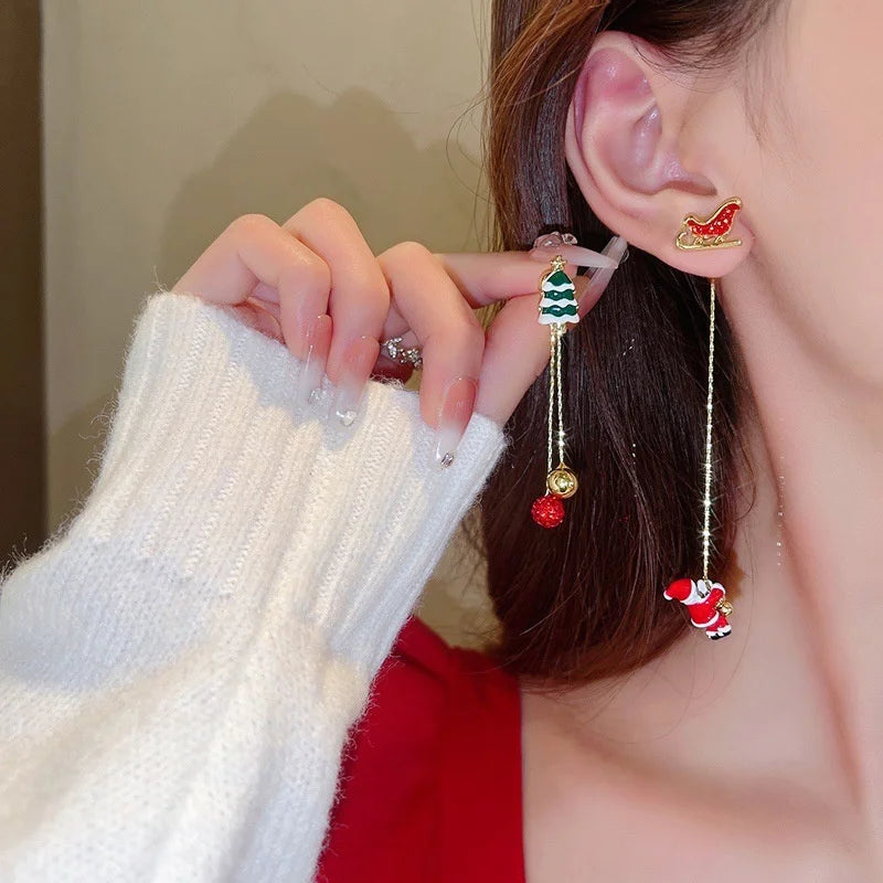 Xmas Santa Claus Drop Earrings