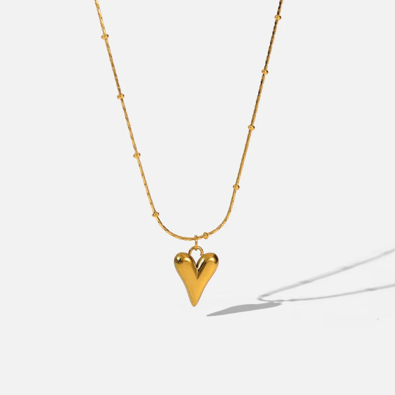 Stainless Steel Heart Pendant Chain Necklace
