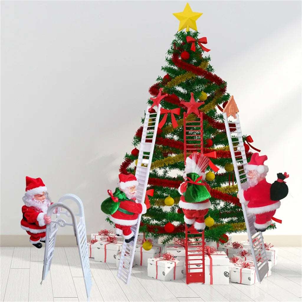 2024 Santa Claus Doll Climbing Ladder with Music Christmas Tree Ornaments