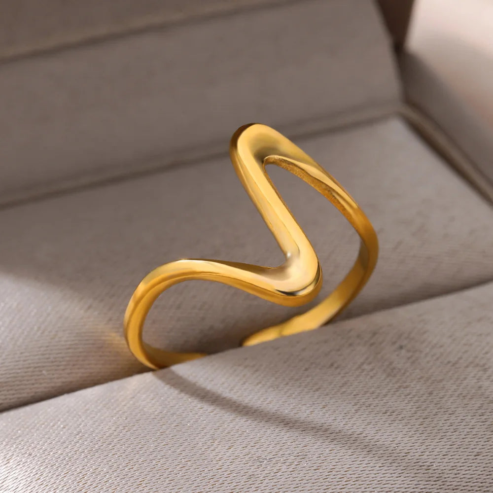 Stainless Steel Rings Open Gold Color Ring