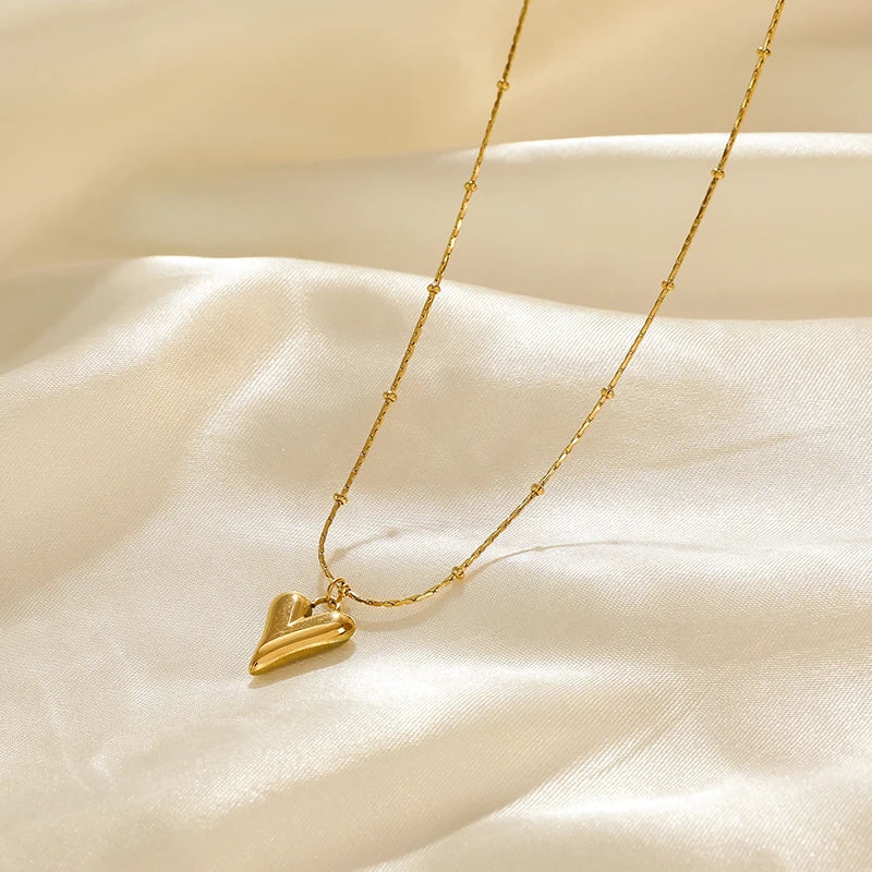 Stainless Steel Heart Pendant Chain Necklace