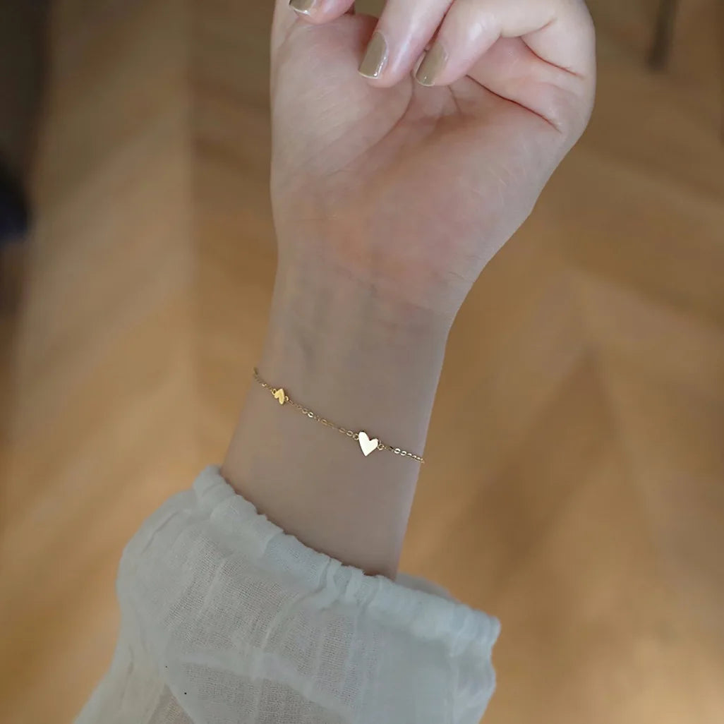Minimalist Stylish Tiny Hearts Cute Stacked Bracelet