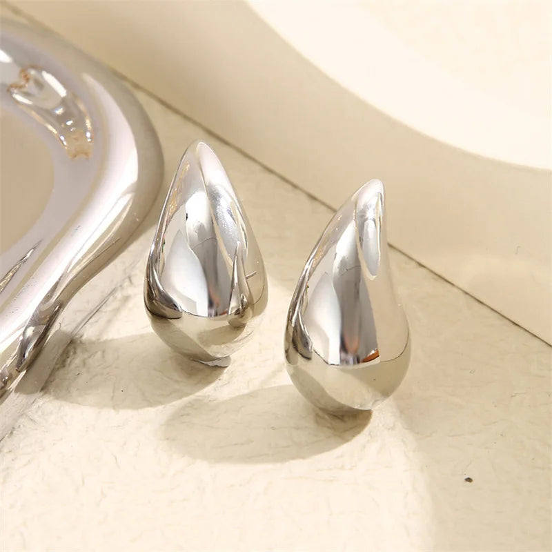 Trendy Plate Gold Color Chunky Waterdrop Dupes Drop Earrings