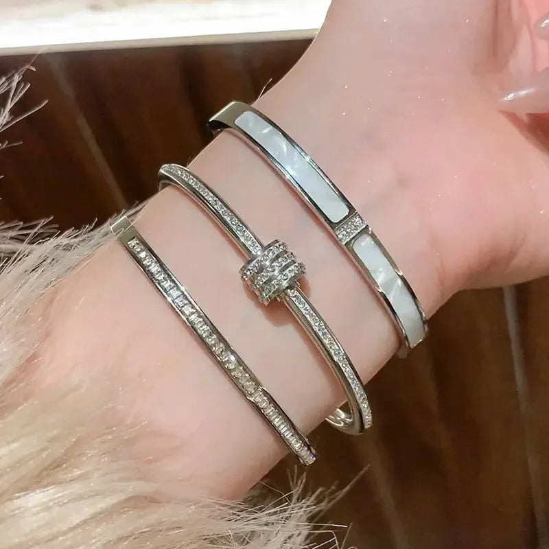 Silver Color Bangles Bracelet 18K Gold Plated