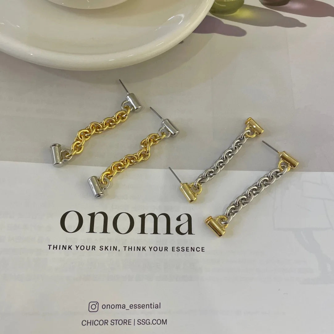 New metallic with soft chain Earrings Simple fashion Earrings