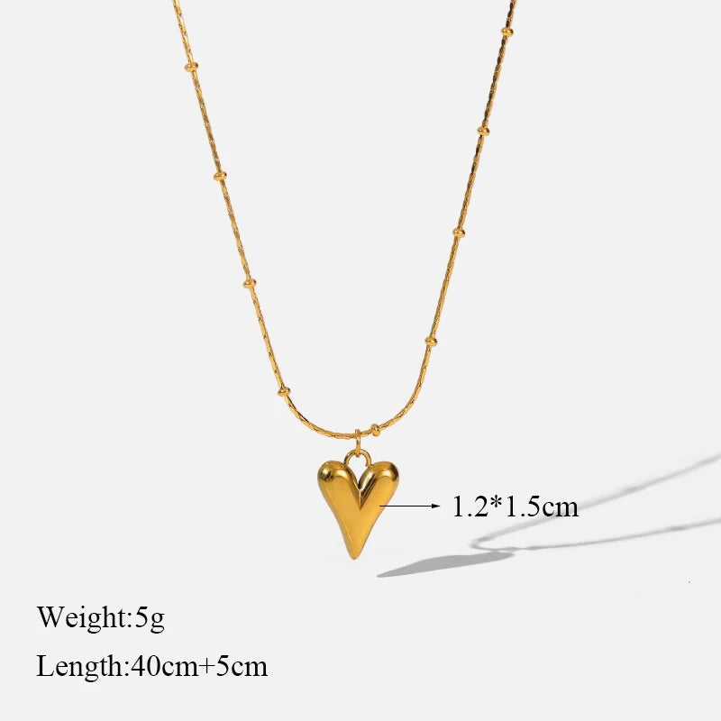 Stainless Steel Heart Pendant Chain Necklace