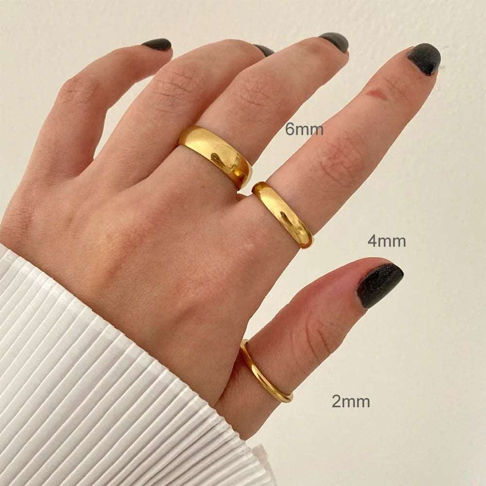 Minimalist Simple Smooth Classic 18K Gold Plated Couple Rings