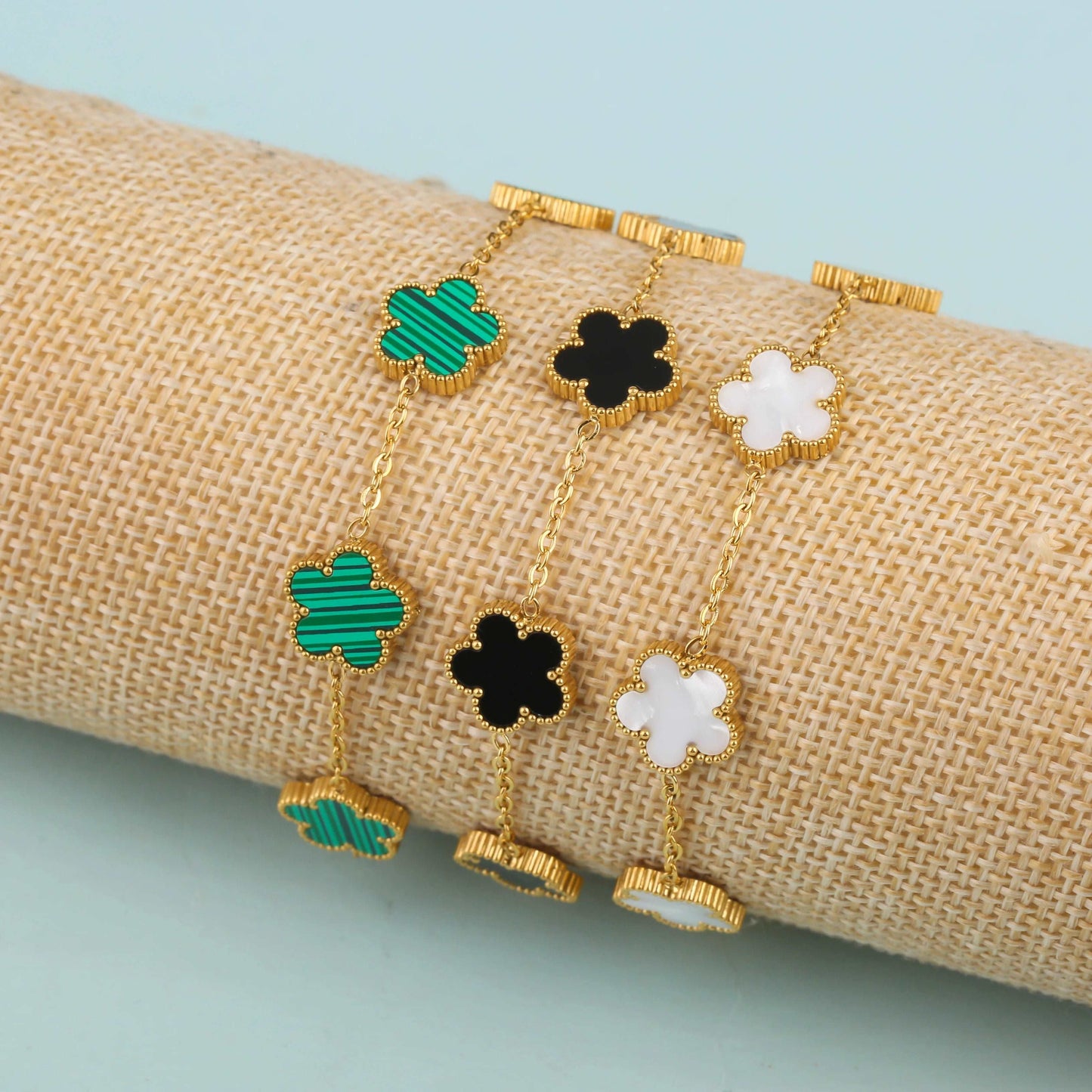 Adjustable New Design Gold Plated Stainless Steel Plant Flower Bracelet