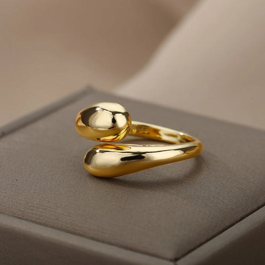 Stainless Steel Rings Trend Open Gold Color
